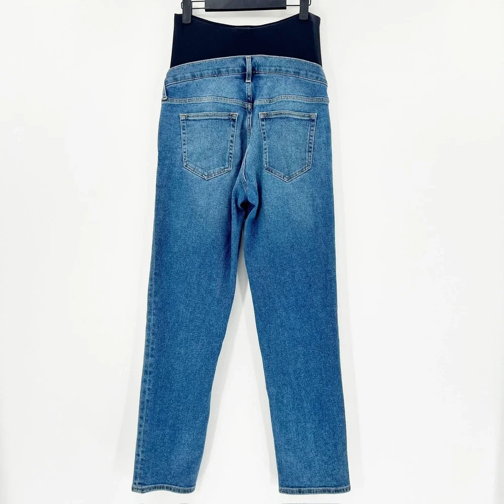 Gap Maternity Jeans Women 28/6 Long Blue Excellent Full Belly Band Straight Leg